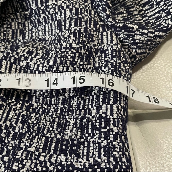 Ann Taylor Tweed Blazer navy white classic style fringed edges size 6 - Picture 10 of 16